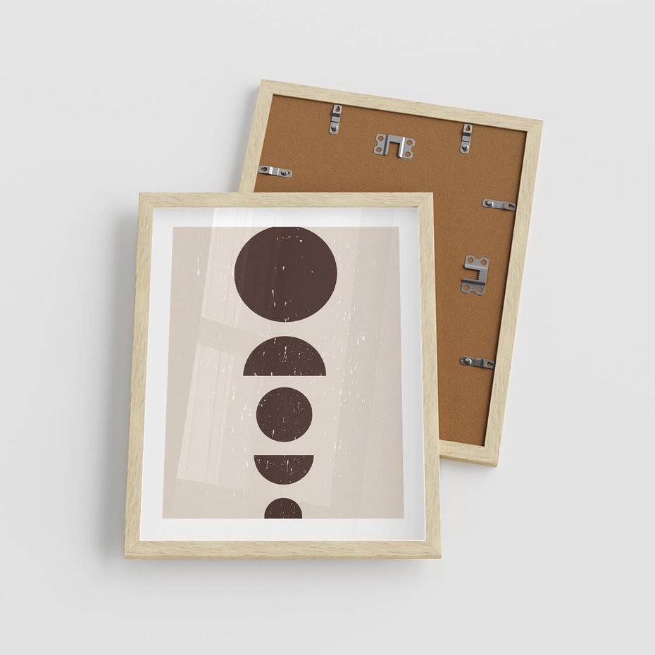 Plakat w ramie 40x50 - Migocące Granice - mid century styl, nowoczesna grafika - rama drewno