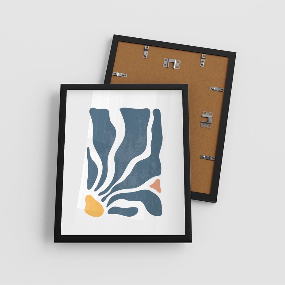 Plakat w ramie 40x50 - Szkice Kwiatowych Promieni - nowoczesna kwiatowa grafika, styl retro - rama czarna