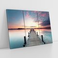 Obraz na płótnie 120x80 - Złote zachody słońca - jezioro, molo