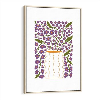 Obraz w ramie 50x70 - Witalność Kwiatów - kwiaty w wazonie, minimalistyczna kompozycja - rama drewno