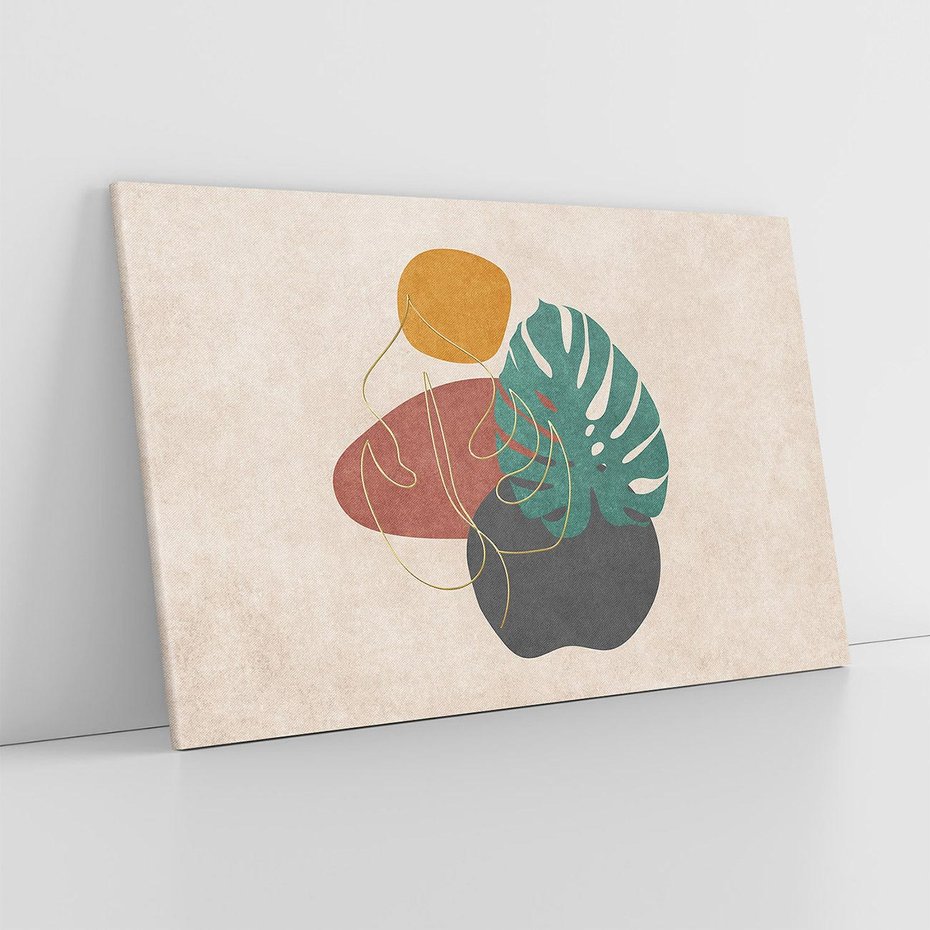 Obraz na płótnie 100x70 - Akwarelowa Magia Liści - grafika, styl mid century