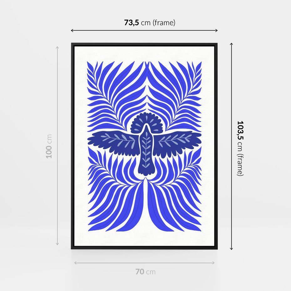 Obraz w ramie 70x100 - Etniczne Rekwizyty - etniczne roślinne wzory, granat - rama czarna