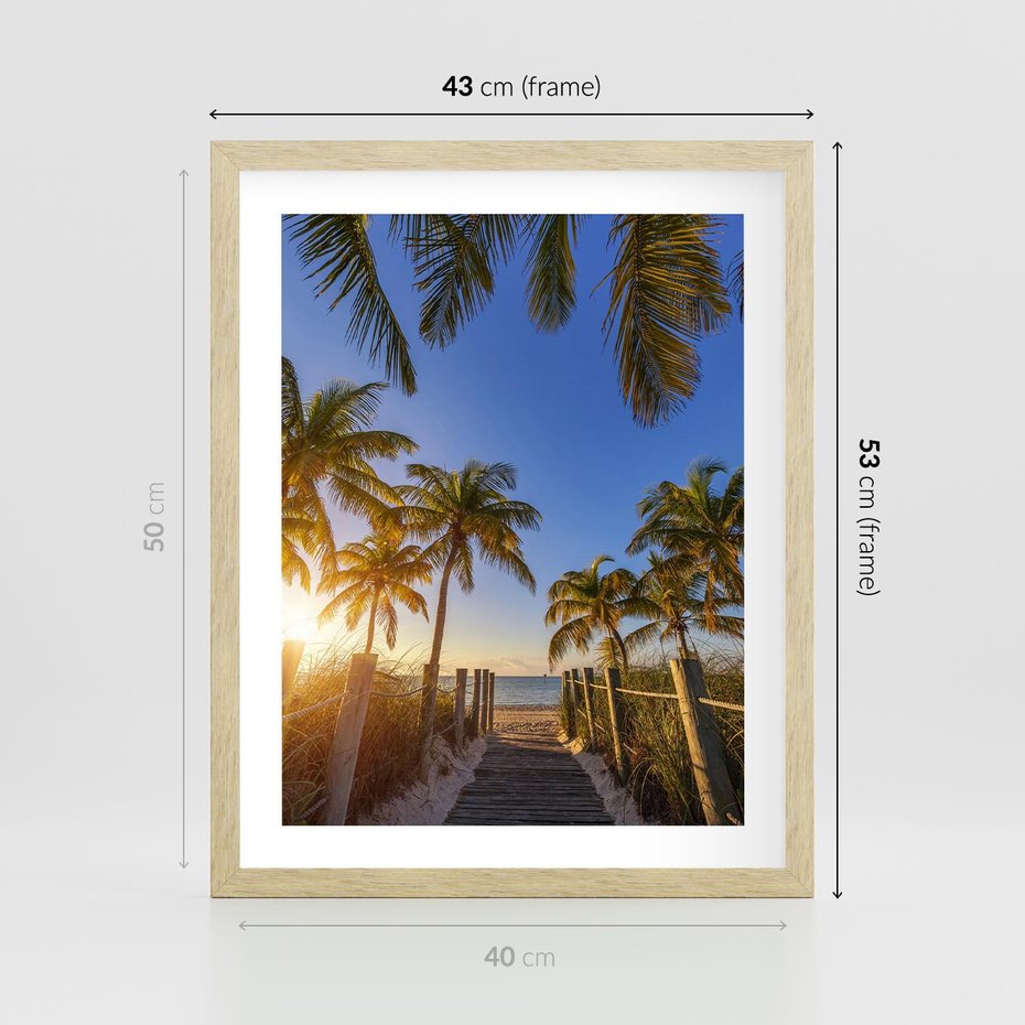 Plakat w ramie 40x50 - Rajskie palmy w tropikalnym raju - palmy, tropiki - rama drewno