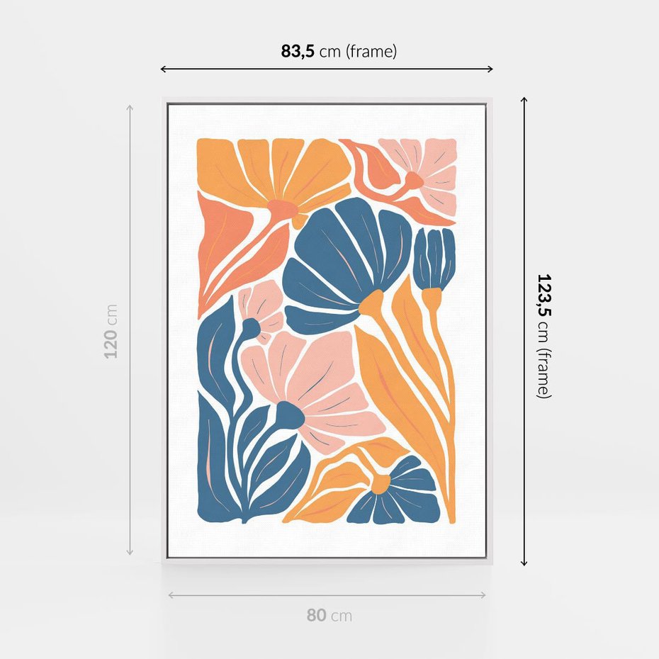 Obraz w ramie 80x120 - Wibracje Kolorowych Wiatrów - kwiaty, pastelowe kolory - rama biała