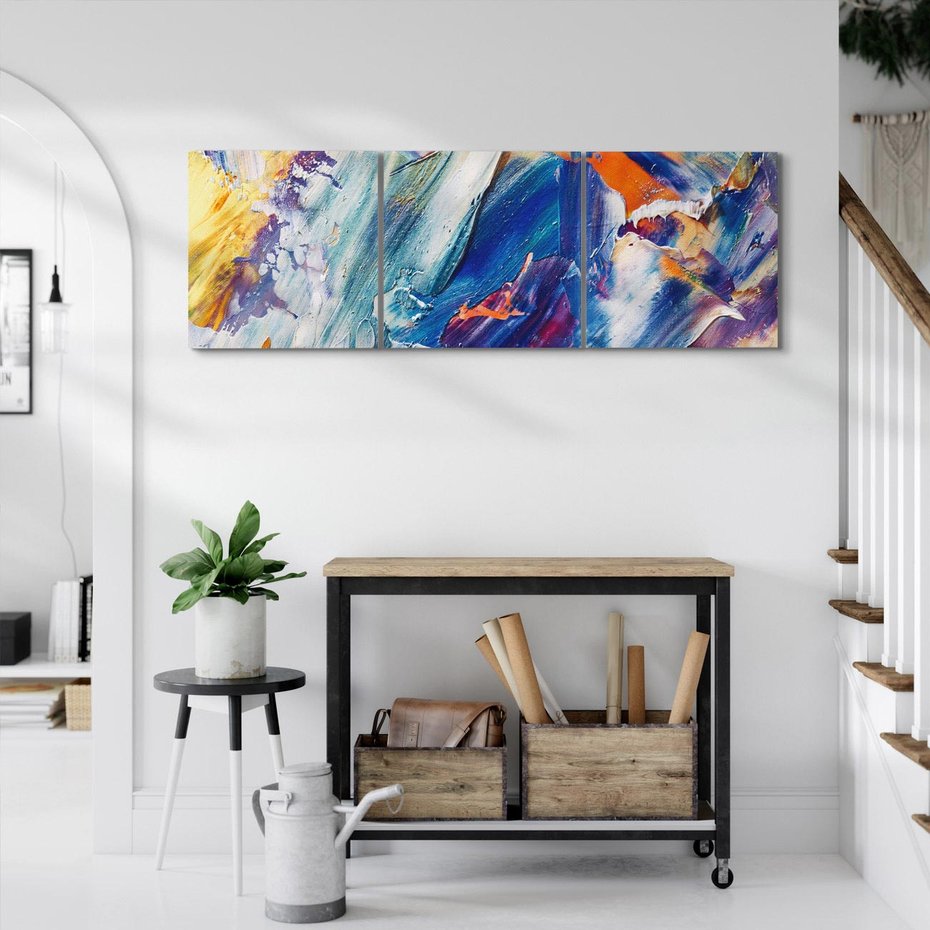 Obraz na płótnie 90x30 - Rytmy ukrytych pragnień - chaos i abstrakcja, plamy koloru