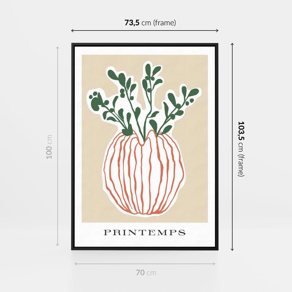 Obraz w ramie 70x100 - Boho Refleksje Natury - gałązki w wazonie, typografia - rama czarna