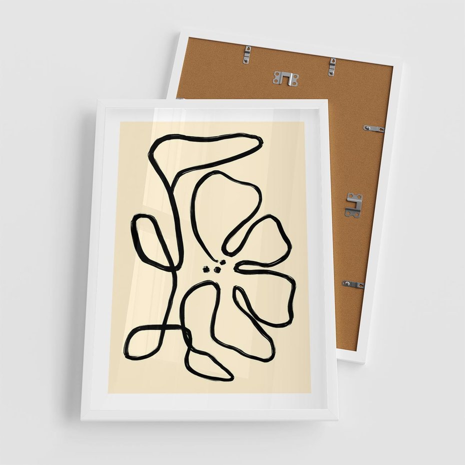 Plakat w ramie 50x70 - Zaklęte Aberracje - abstrakcyjna sztuka, przypominająca kwiat - rama biała