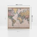 Obraz w ramie 50x50 - Światło Przeszłości - retro mapa świata, mapa - rama drewno