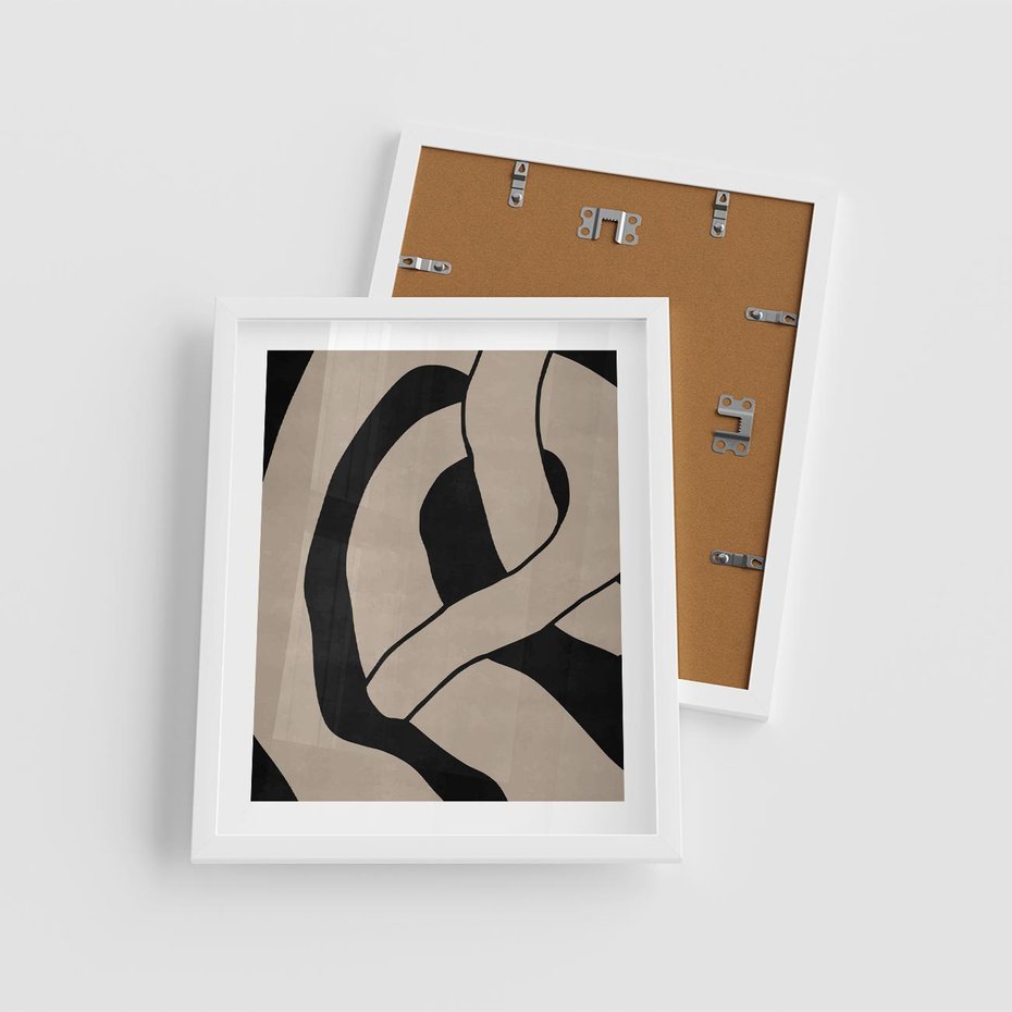 Plakat w ramie 40x50 - Obce Wariacje - abstrakcyjne linie, mroczny plakat - rama biała