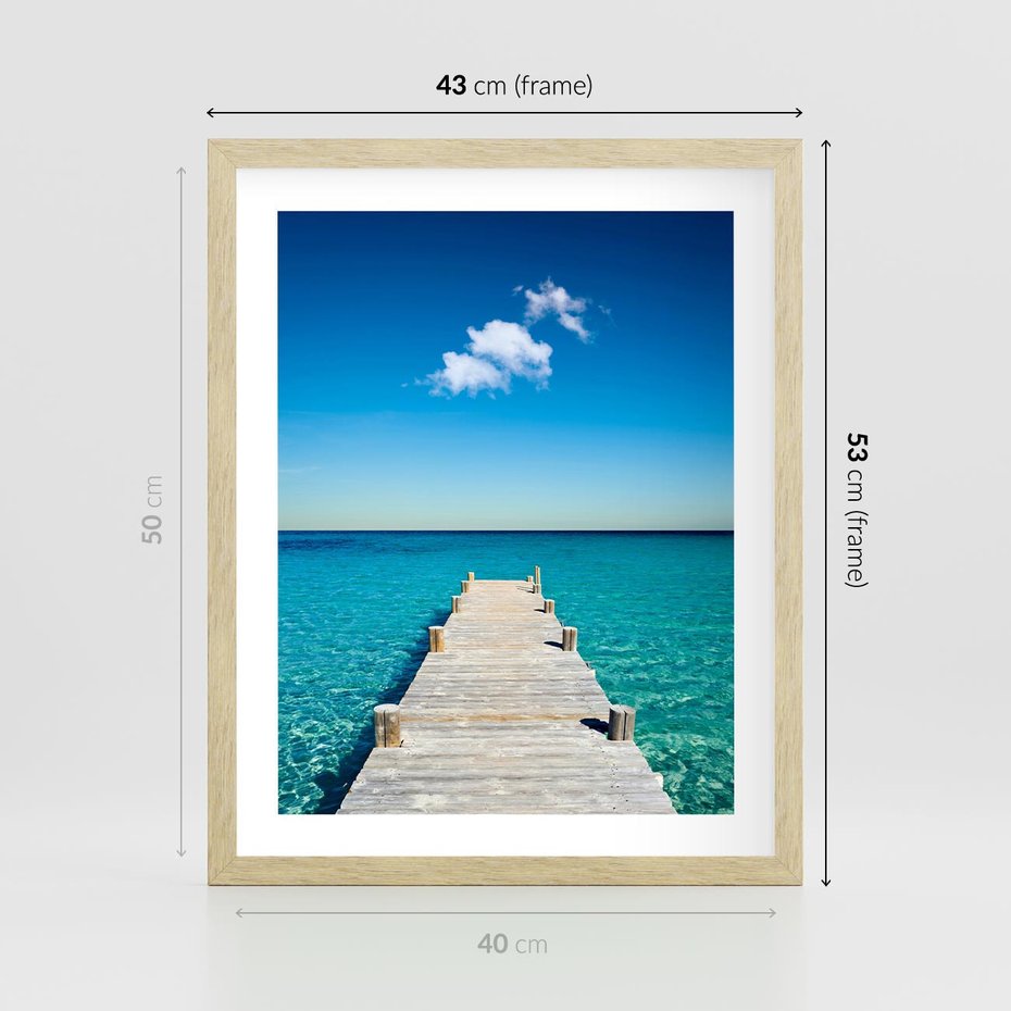 Plakat w ramie 40x50 - Letnie Morskie Uczucie - morze, pomost - rama drewno