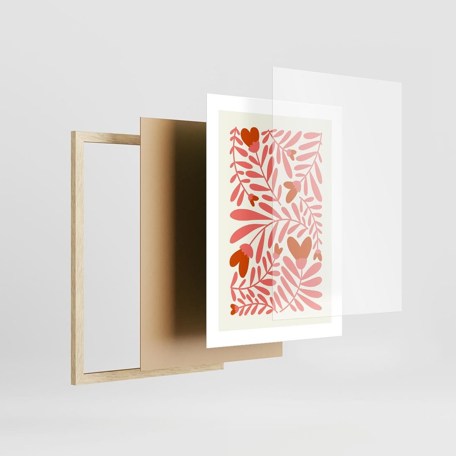 Plakat w ramie 30x40 - Taniec komplementarnych barw - kwiaty, pastelowe kolory - rama drewno