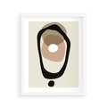 Plakat w ramie 40x50 - Intrygujące Zaskoczenia - beżowa abstrakcyjna kompozycja, czarny akcent - rama biała