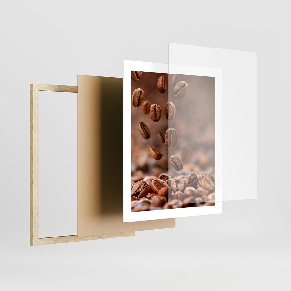 Plakat w ramie 40x50 - Kawiarniana atmosfera kawy - kawa, kawiarnia - rama drewno