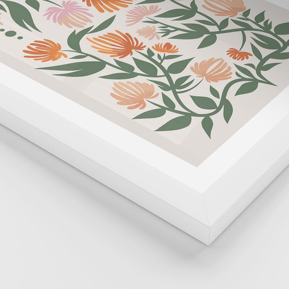 Plakat w ramie 40x50 - Kwiatowe Odbicia - kwiaty polne, plakat - rama biała