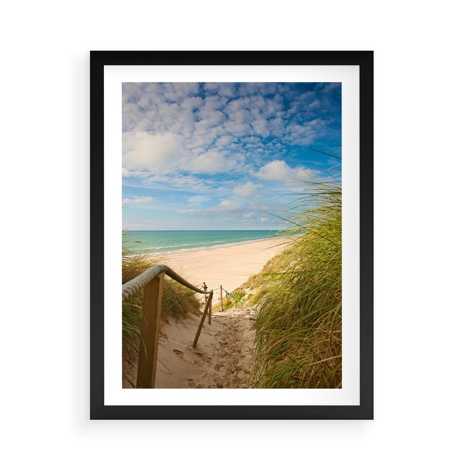 Plakat w ramie 50x70 - Spokojna plaża nad Bałtykiem - plaża, Bałtyk - rama czarna