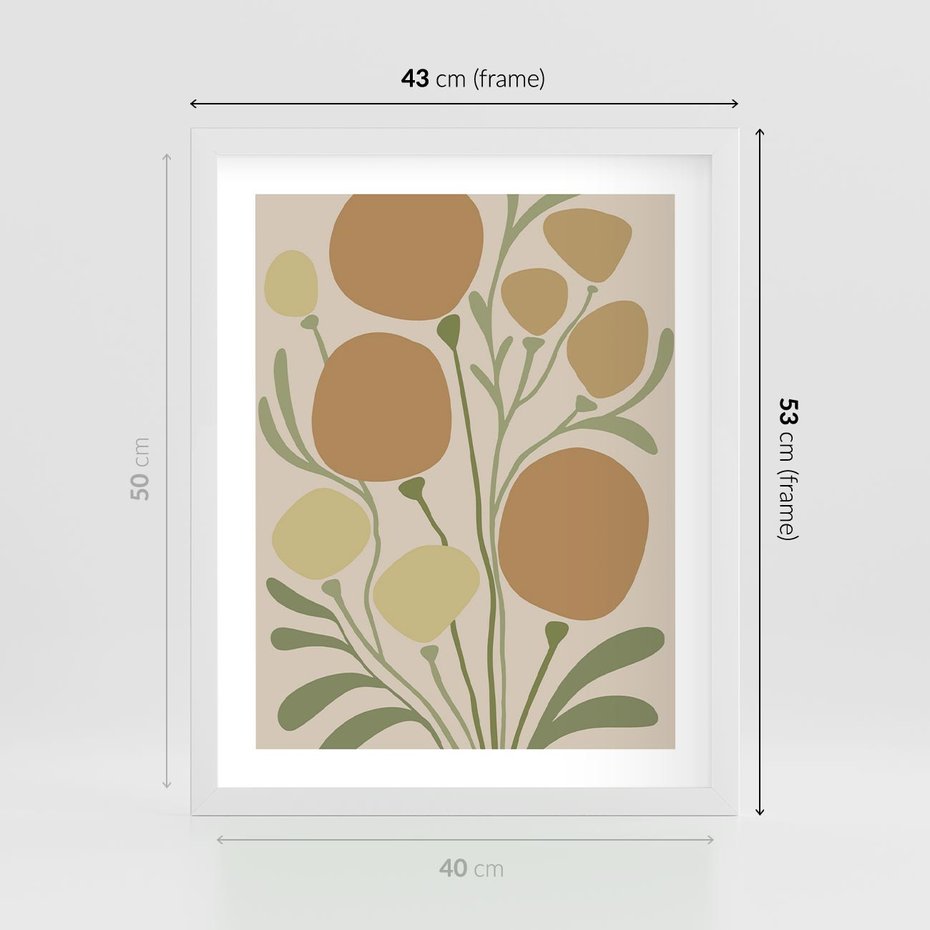 Plakat w ramie 40x50 - Uspokojenie Wśród Roślin - nowoczesny plakat, roślinność - rama biała