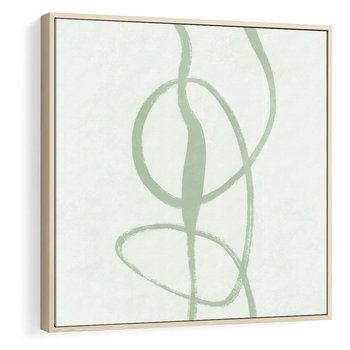 Obraz w ramie 80x80 - Zieleń Wewnętrznej Harmonii - zielona abstrakcja, zgaszona zieleń - rama drewno