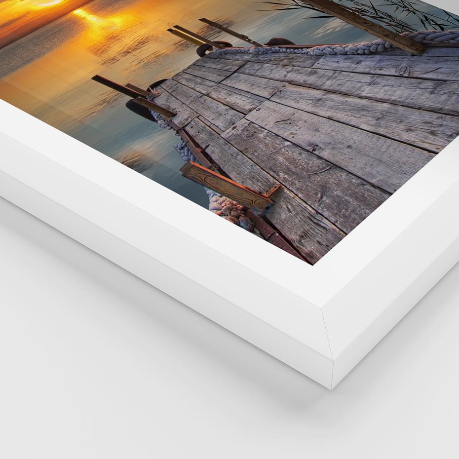 Plakat w ramie 30x40 - Magia zachodu słońca - zachód, słońca - rama biała