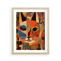 Plakat w ramie 40x50 - Impresje Nieznanych Odniesień - abstrakcyjny obraz olejny, kot - rama drewno