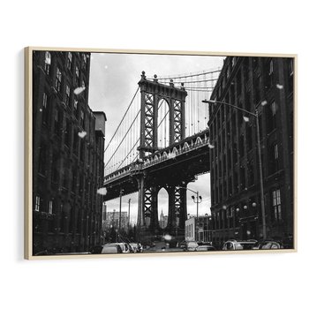 Obraz w ramie 100x70 - Ikona Miasta - Nowy Jork, most - rama drewno