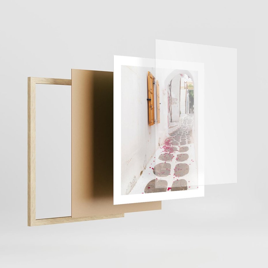 Plakat w ramie 40x50 - Urok Południowej Uliczki - uliczka, południe - rama drewno