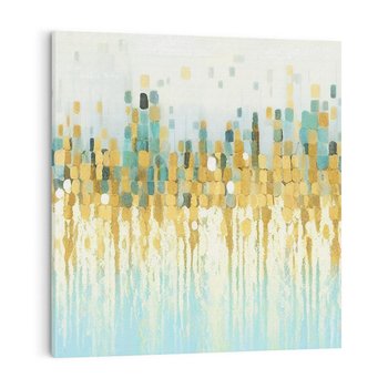 Obraz na płótnie 50x50 - Turkusowa Harmonia - abstrakcja, geometryczne plamki