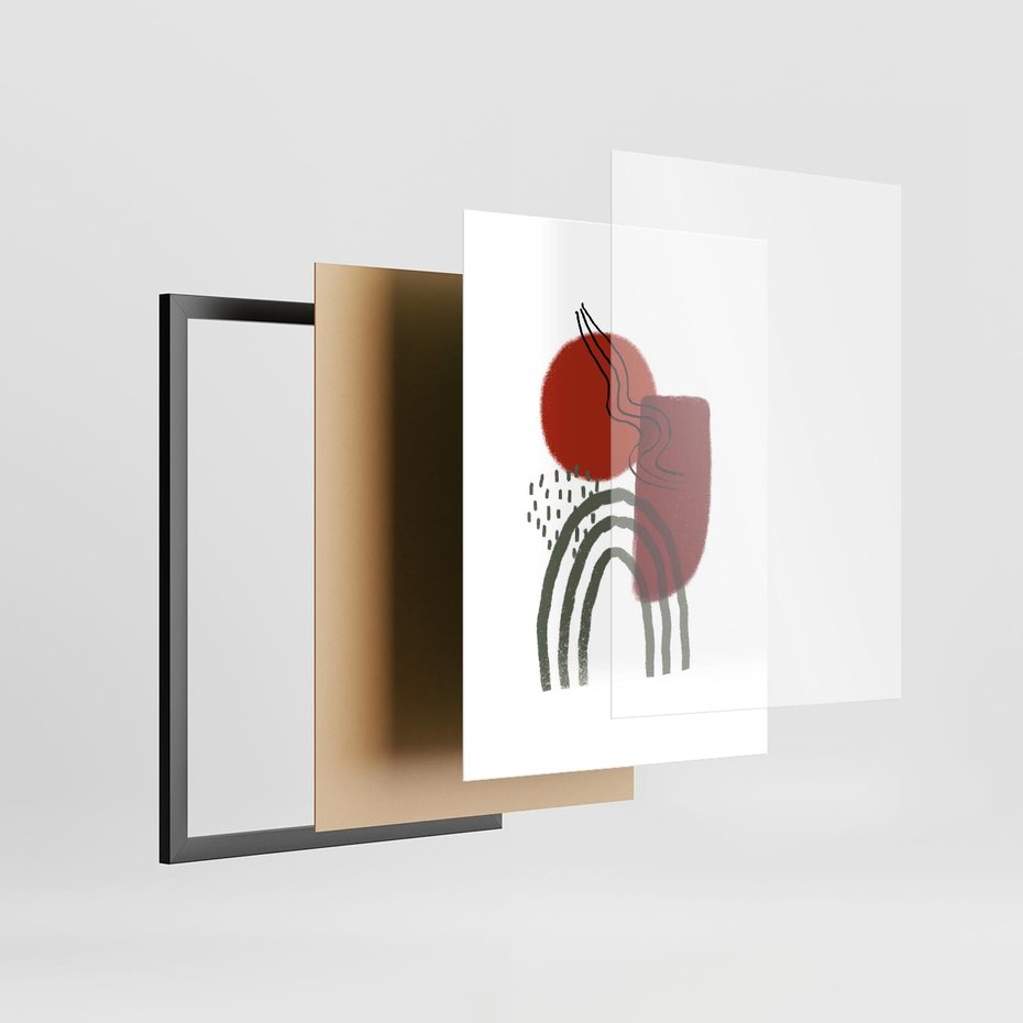 Plakat w ramie 30x40 - Abstrakcyjne Pulsacje - abstrakcyjna sztuka, boho kształty - rama czarna