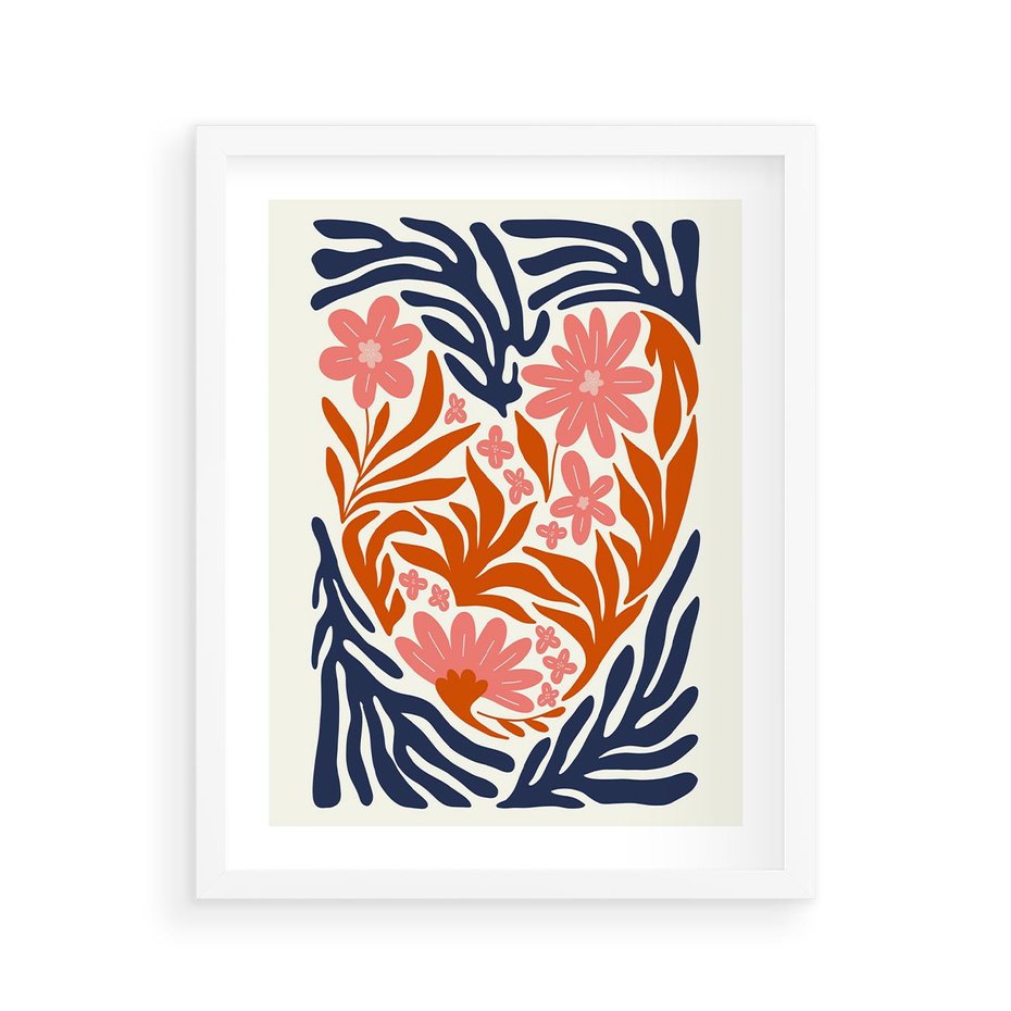 Plakat w ramie 40x50 - Kwiatami Splecione - kwiaty, nowoczesny plakat - rama biała