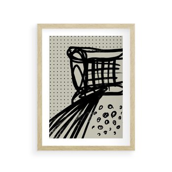 Plakat w ramie 30x40 - Złudne Kontemplacje - abstrakcyjna mroczna kompozycja, nieregularne - rama drewno