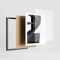 Plakat w ramie 40x50 - Geometryczna Asymetria - architektura, czarno białe zdjęcie - rama czarna