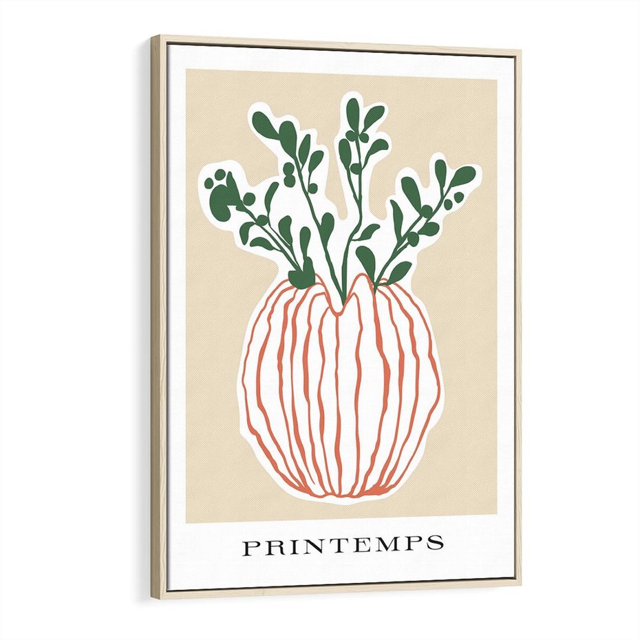 Obraz w ramie 70x100 - Boho Refleksje Natury - gałązki w wazonie, typografia - rama drewno