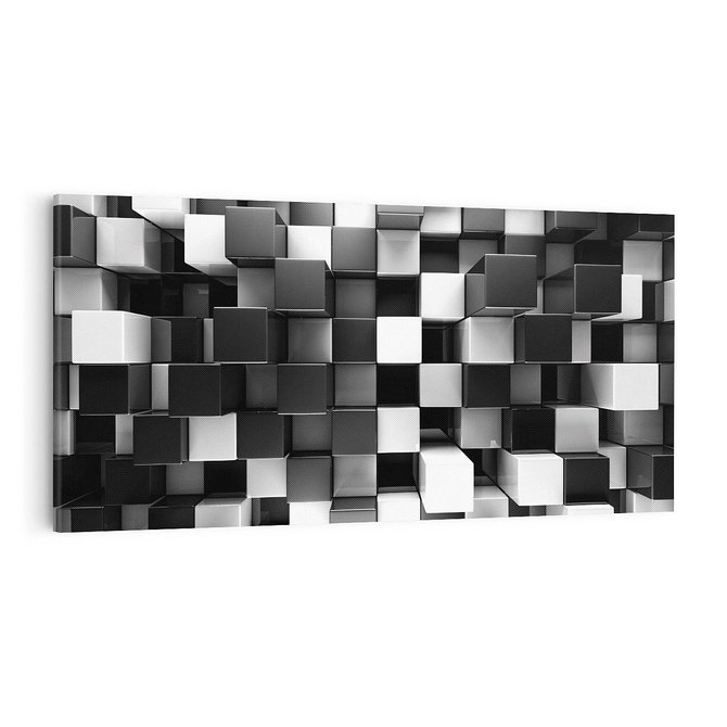 Obraz na płótnie 100x50 - Abstrakcyjna Szachownica: Gra Kolorów w 3D - 3D, abstrakcja