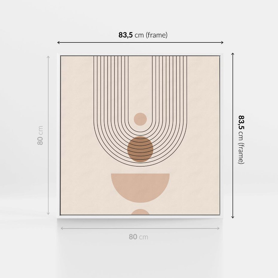 Obraz w ramie 80x80 - Strukturalne Kształty Postępu - boho plakat, minimalizm - rama biała