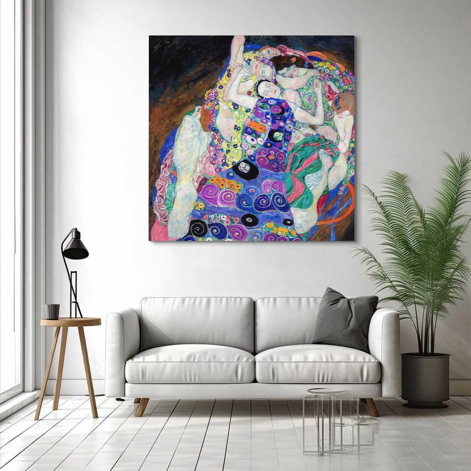 Obraz na płótnie 50x50 - "Dziewica" (1913) Gustav Klimt - Reprodukcja - reprodukcja, obraz na płótnie