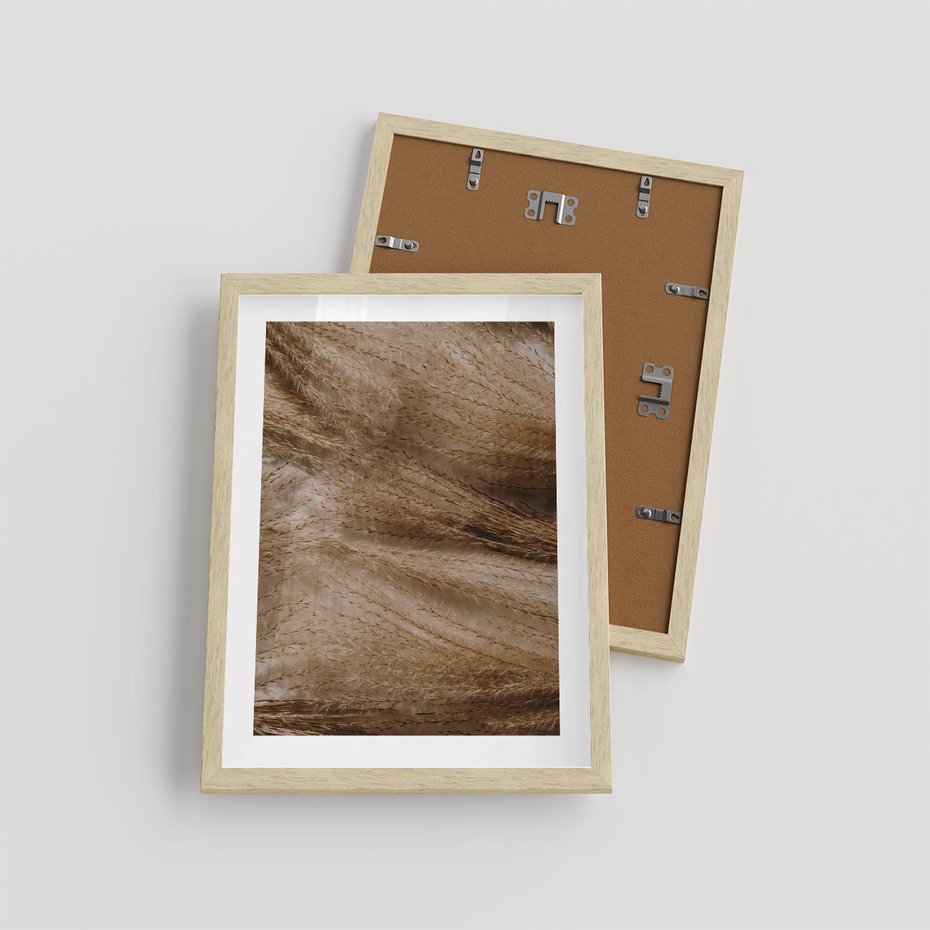 Plakat w ramie 30x40 - Pampasowy Brąz - suche trawy, trawa pampasowa - rama drewno