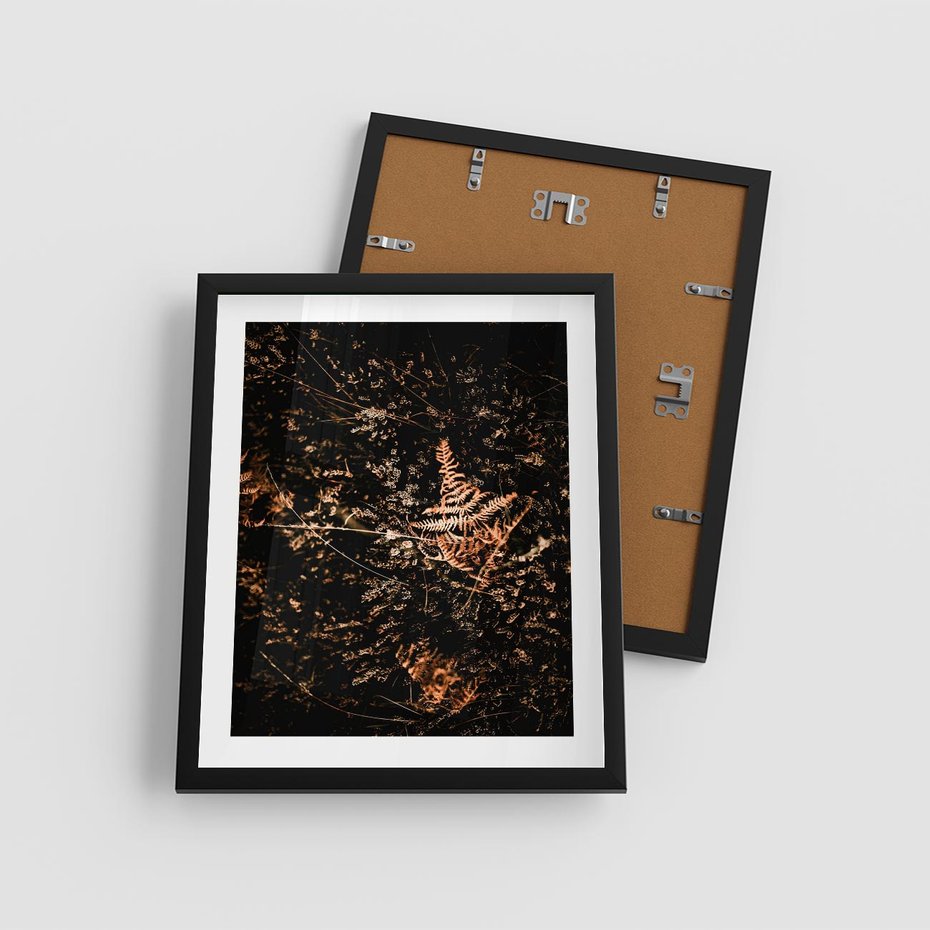 Plakat w ramie 40x50 - Jesienna Melodia - suche trawy, paprocie - rama czarna