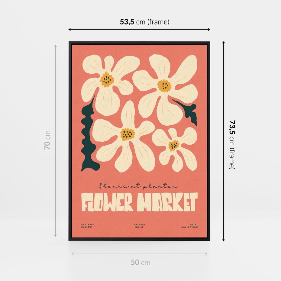 Obraz w ramie 50x70 - Szkicowane Kolorowe Uczucia - kwiatowa kompozycja, minimalizm - rama czarna