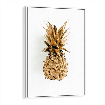 Obraz w ramie 80x120 - Ekskluzywny Akcent - złoty, ananas - rama biała