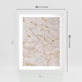 Plakat w ramie 40x50 - Beżowy Marmur i Złoto - marmur, beżowy marmur - rama biała
