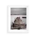 Plakat w ramie 30x40 - Spokój nad Jeziorem - pomost, jezioro - rama biała