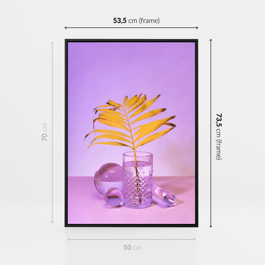 Obraz w ramie 50x70 - Minimalizm i Urok Natury - liście, pastele - rama czarna