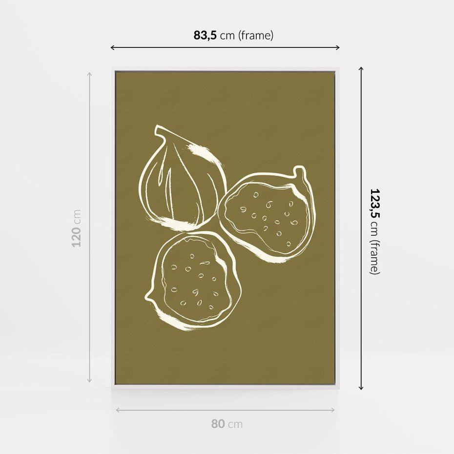 Obraz w ramie 80x120 - Podróżne Barwy - figi, minimalistyczny styl - rama biała