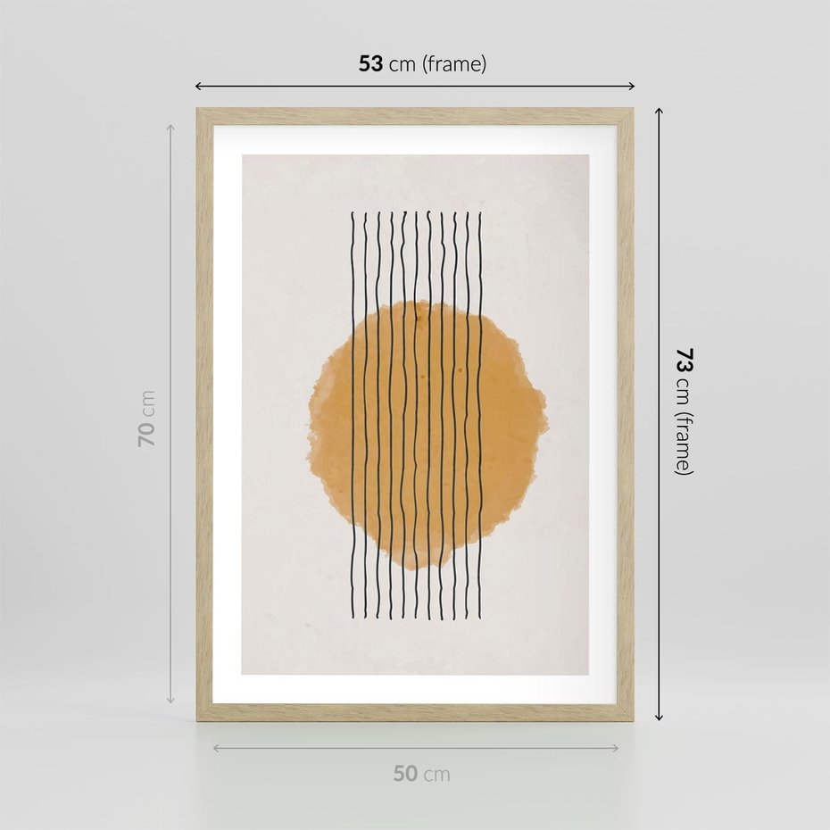 Plakat w ramie 50x70 - Taniec Emocji - abstrakcyjne akwarelowe plamy, nieregularne kreski - rama drewno