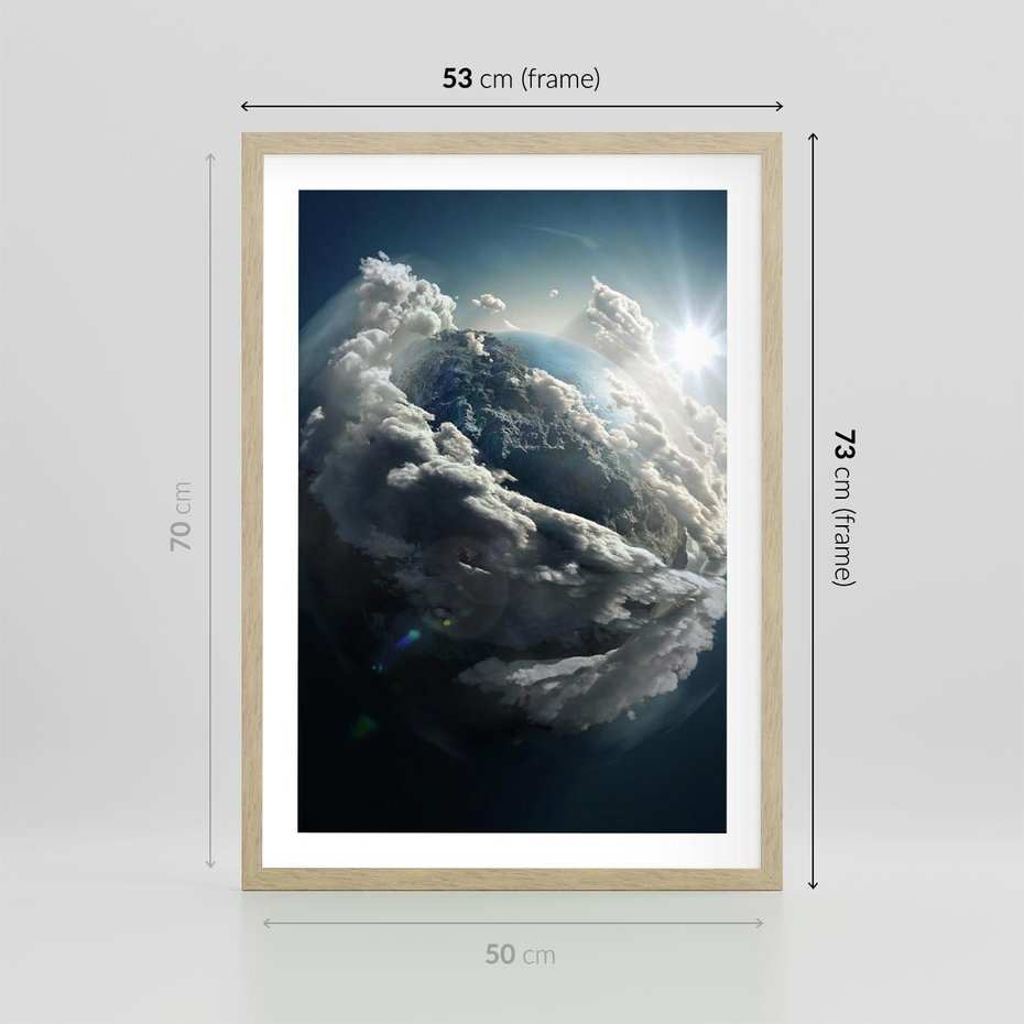 Plakat w ramie 50x70 - Chmurowa aura nad horyzontem - atmosfera, chmury - rama drewno