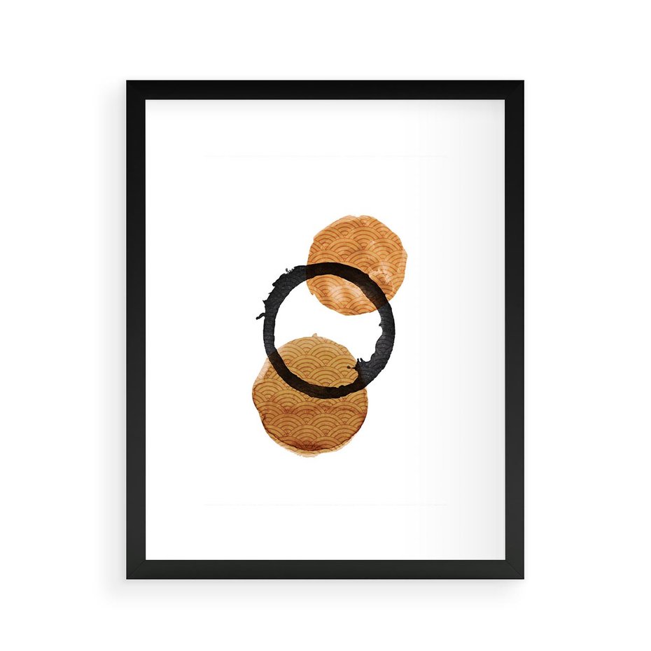 Plakat w ramie 40x50 - Japandi Geometria: Minimalistyczna Grafika - japońska sztuka, geometria - rama czarna