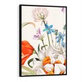 Obraz w ramie 70x100 - Polne Kwiaty - polne kwiaty, na białym tle - rama czarna