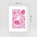 Plakat w ramie 30x40 - Roztańczone Kraby - różowe kwiaty i kraby, abstrakcyjna kompozycja - rama biała