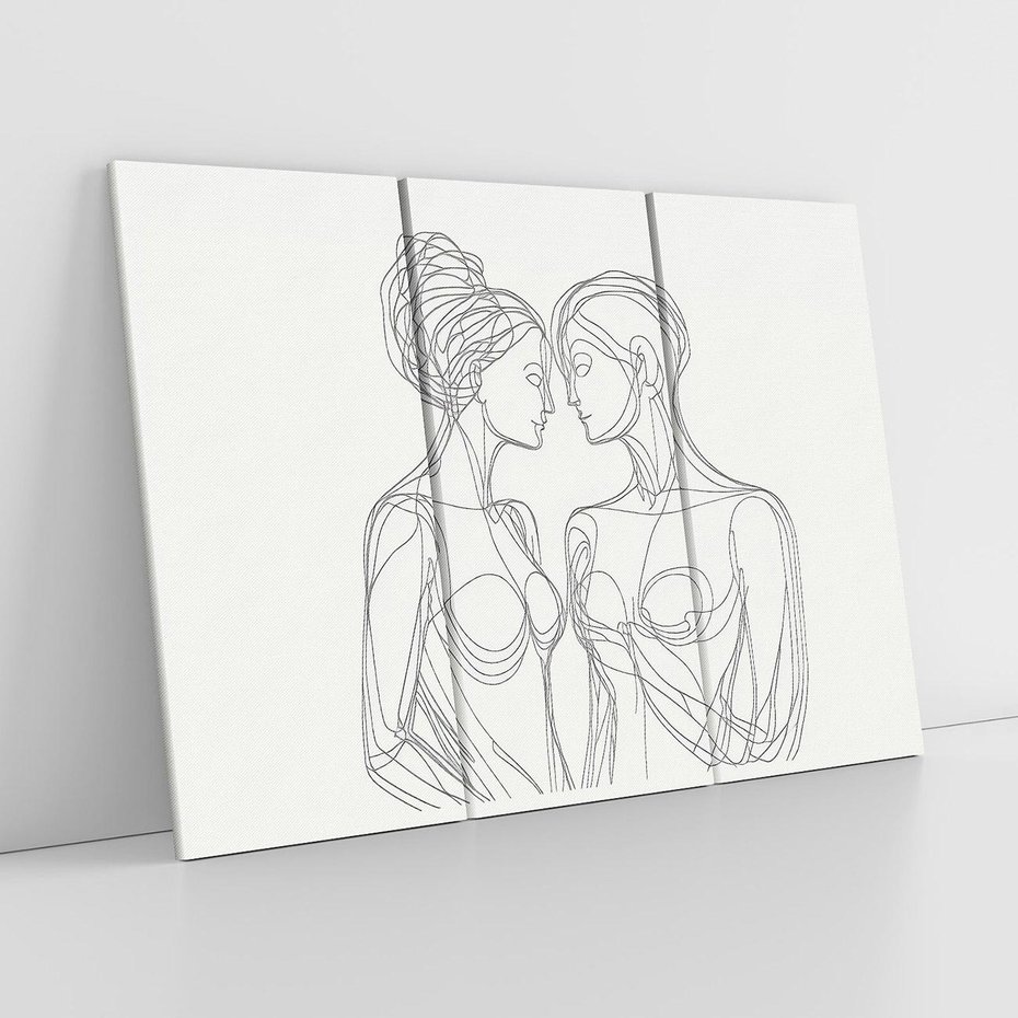 Obraz na płótnie 120x80 - Dialog z cieniami duszy - sztuka one line art, jedna kreska