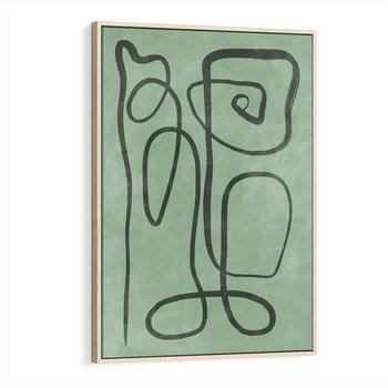 Obraz w ramie 70x100 - Zielone Wariacje w Liniach - abstrakcyjne zielone linie, skandynawski design - rama drewno
