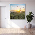 Obraz na płótnie 30x30 - Magia latarni przy zachodzie - latarnia, zachód